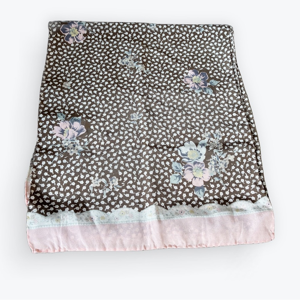 Vintage The Limited Brown Floral Silk Scarf